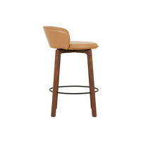 GlobeWest Tolv Glide Barstool - Pecan Leather - Espresso Oak