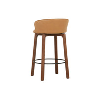 GlobeWest Tolv Glide Barstool - Pecan Leather - Espresso Oak
