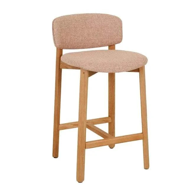 GlobeWest Sketch Pinta Upholstered Barstool, Woven Red Clay & Light Oak | Norsu Interiors