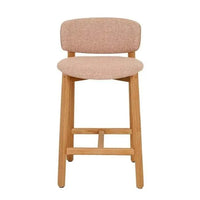 Globe West Bar Stools Sketch Pinta Upholstered Barstool - Woven Red Clay - Light Oak