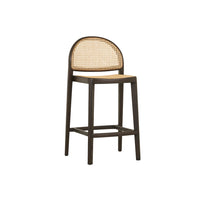 GlobeWest Tolv Luk Barstool - Bison Oak - Natural Rattan