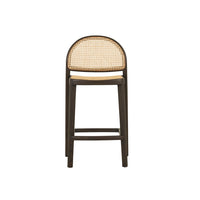 GlobeWest Tolv Luk Barstool - Bison Oak - Natural Rattan