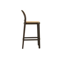 GlobeWest Tolv Luk Barstool - Bison Oak - Natural Rattan