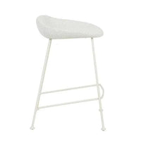 GlobeWest Turner Barstool with birch boucle upholstery and bone powdercoated metal frame, modern indoor seating.