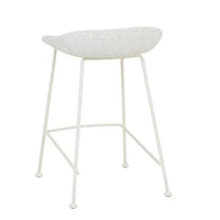 GlobeWest Turner Barstool with birch boucle upholstery and bone powder-coated metal frame, modern slim design.