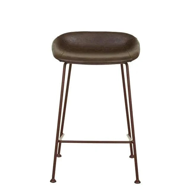 Globe West Bar Stools GlobeWest Turner Barstool - Vintage Matt Dark Brown PU - Matt Syrah