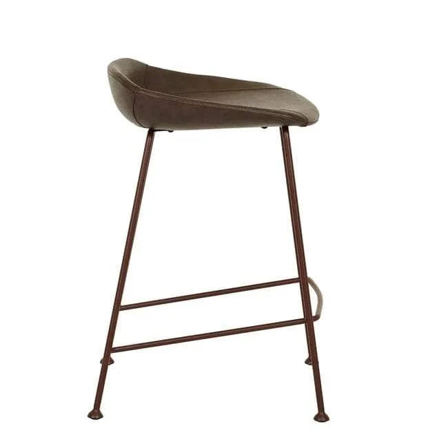 Globe West Bar Stools GlobeWest Turner Barstool - Vintage Matt Dark Brown PU - Matt Syrah