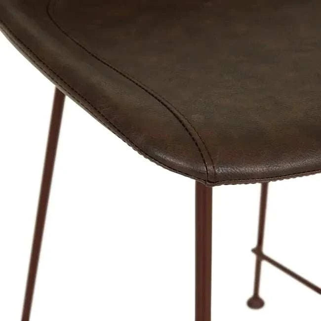 Globe West Bar Stools GlobeWest Turner Barstool - Vintage Matt Dark Brown PU - Matt Syrah