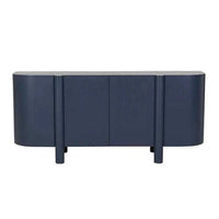 GlobeWest Artie Buffet in twilight blue with curved edges and four doors on slender legs