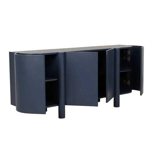 GlobeWest Artie Buffet in Twilight with curved doors and spacious interior on slender legs