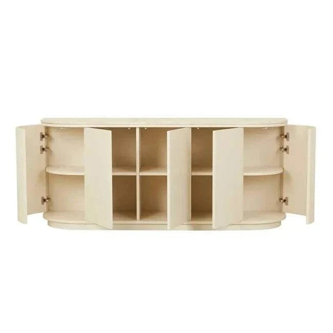 Globe West Buffet GlobeWest Oberon Crescent Marble Buffet - Natural Travertine, Shell