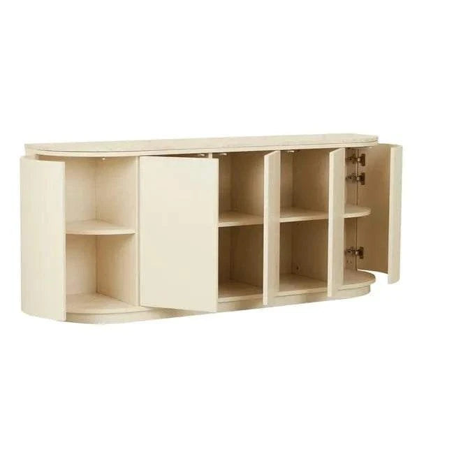 Globe West Buffet GlobeWest Oberon Crescent Marble Buffet - Natural Travertine, Shell