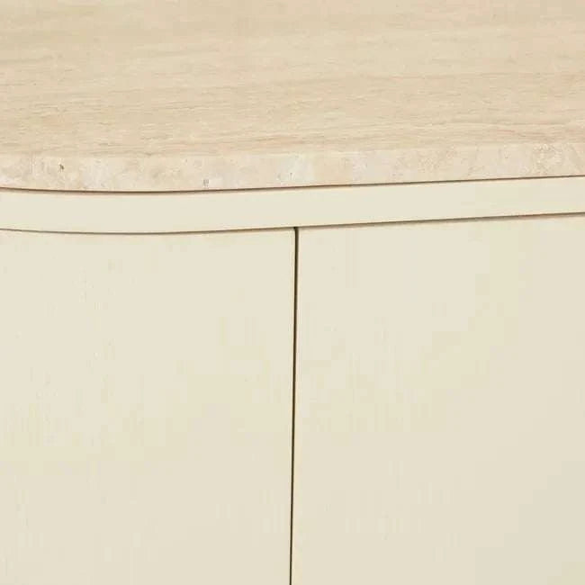 Globe West Buffet GlobeWest Oberon Crescent Marble Buffet - Natural Travertine, Shell