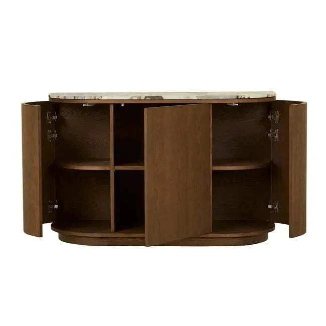 Globe West Buffet GlobeWest Oberon Crescent Marble Storage Unit - Matt Ocean Marble, Smoked Ash