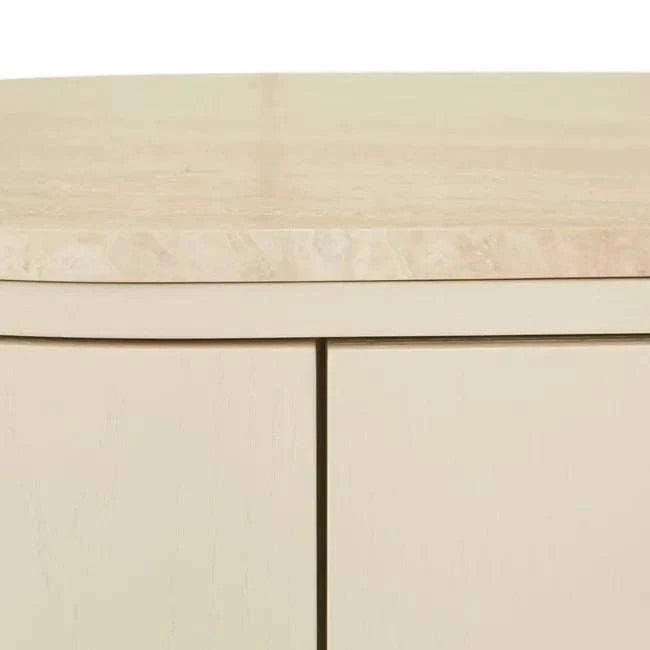 Globe West Buffet GlobeWest Oberon Crescent Marble Storage Unit - Natural Travertine, Shell