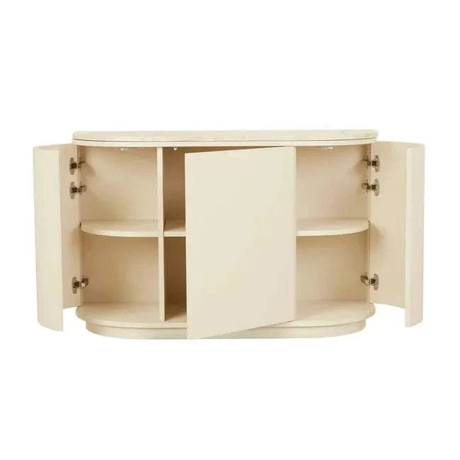 Globe West Buffet GlobeWest Oberon Crescent Marble Storage Unit - Natural Travertine, Shell