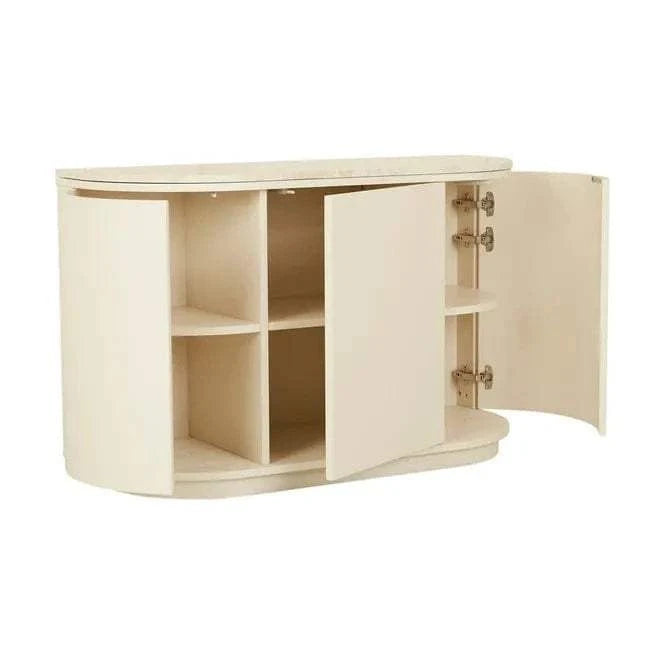 Globe West Buffet GlobeWest Oberon Crescent Marble Storage Unit - Natural Travertine, Shell