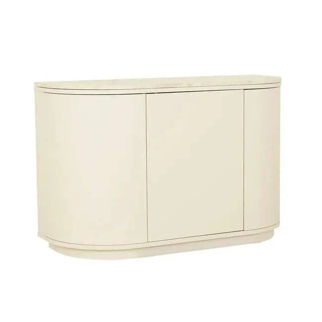 Globe West Buffet GlobeWest Oberon Crescent Marble Storage Unit - Natural Travertine, Shell
