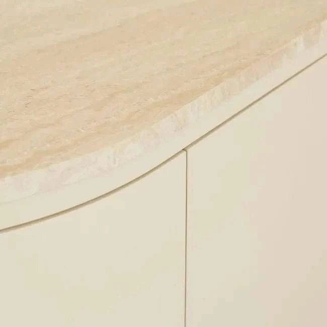 Globe West Buffet GlobeWest Oberon Crescent Marble Storage Unit - Natural Travertine, Shell
