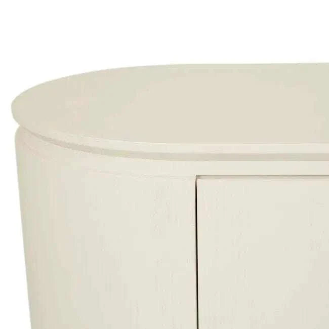 GlobeWest Pluto Buffet in porcelain finish with rounded silhouette and ash veneer construction