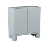 GlobeWest Frankie Storage Unit in dusty blue with rounded edges and chunky pillar legs