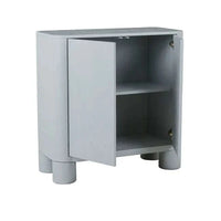 GlobeWest Frankie Storage Unit in dusty blue with rounded edges and chunky pillar legs