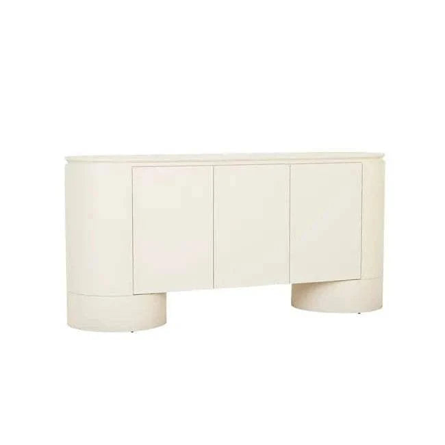 GlobeWest Pluto Buffet in porcelain finish with rounded circular legs and minimalist design