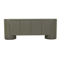 GlobeWest Pluto Buffet in Snowgum with rounded silhouette, circular legs, and four doors for contemporary storage