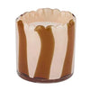 Ella Glass Candle in rust and rose striped hand-painted glass vessel with soothing fragrance