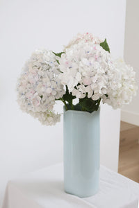 norsu Studio Flow small ceramic petal vase in soft blue with scalloped rim and unique glaze