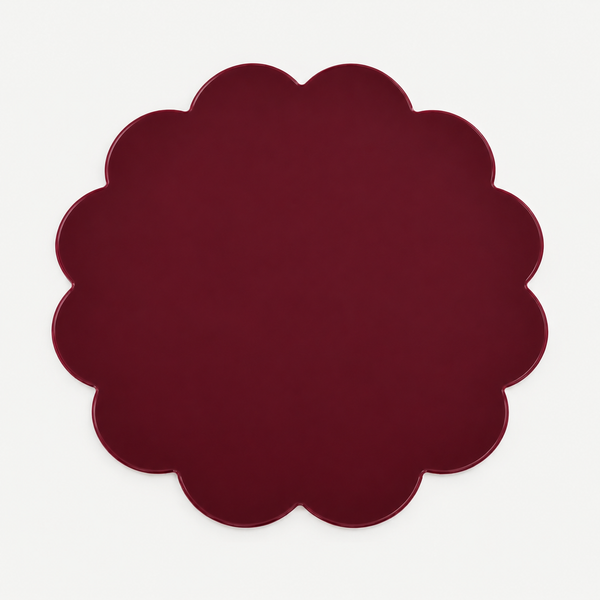 norsu STUDIO Scalloped Placemats – Set of 4, Burgundy