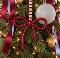 norsu STUDIO Christmas Ceramic Bow Ornament, Burgundy