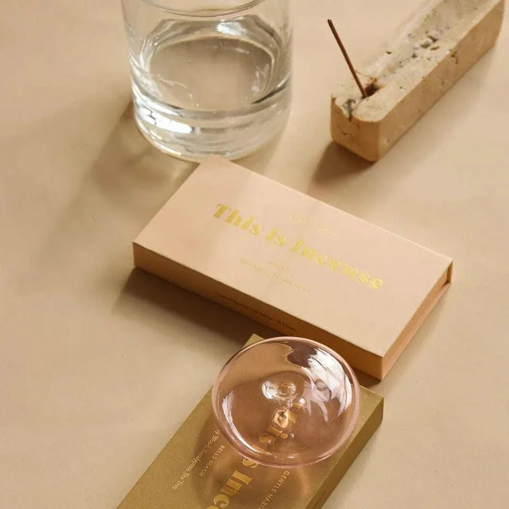 Gentle Habits pink borosilicate glass vessel incense holder for sticks