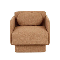 GlobeWest Bonnie occasional chair in marigold fabric with plush cushioning and rounded arms, modern design