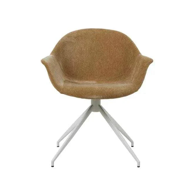 GlobeWest Daisy Spider Leg Office Chair with dijon upholstered low back and white powdercoated metal legs.
