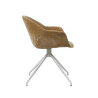 Side view of GlobeWest Daisy Spider Leg Office Chair with dijion upholstered seat and white powder-coated metal spider legs