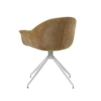 GlobeWest Daisy Spider Leg Office Chair with dijon upholstered seat and white powder-coated metal legs, modern low-back design.