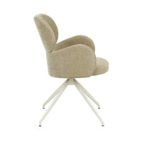 GlobeWest Edwin Spider Leg Office Chair in pistachio fabric with bone powder-coated metal spider legs base