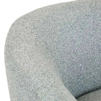 Close-up of GlobeWest Flo Occasional Chair upholstery in Nimbus fabric with natural ash wood leg