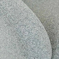 Close-up of Nimbus grey polyester upholstery fabric on GlobeWest Flo Occasional Chair with soft textured finish