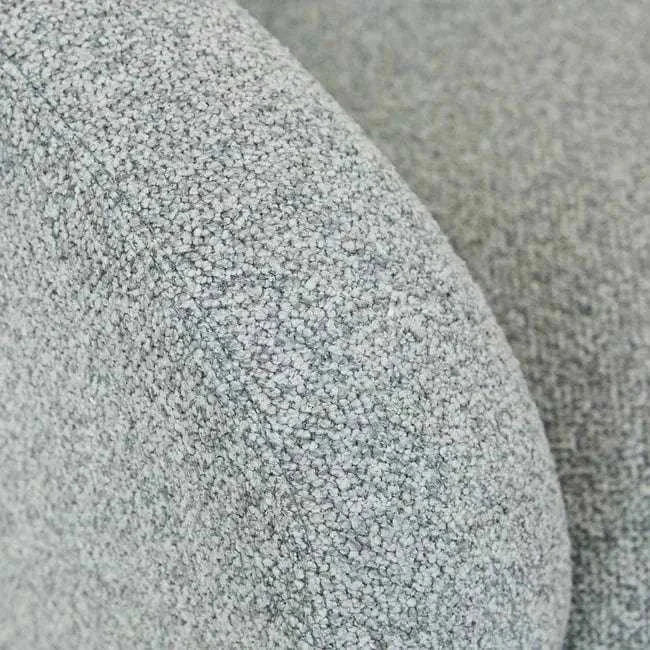 Close-up of Nimbus grey polyester upholstery fabric on GlobeWest Flo Occasional Chair with soft textured finish