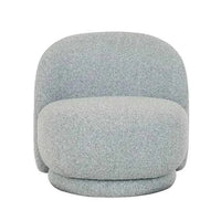 GlobeWest Ina Occasional Chair in Nimbus grey with rounded back and swivel base, upholstered in patterned polyester fabric.