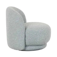 GlobeWest Ina Occasional Chair in Nimbus with chubby back, swivel base, and textured polyester upholstery.