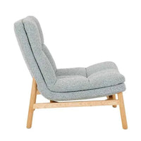 GlobeWest Kip Occasional Chair in Nimbus fabric with natural ash wood legs, featuring a high back and plush cushioning for modern indoor comfort
