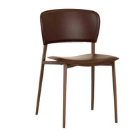 Matilda Dining Chair burgundy recycled leather seat with matt carob powder-coated iron frame