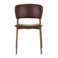 Matilda Dining Chair with burgundy recycled leather upholstery and matt carob powder-coated iron frame