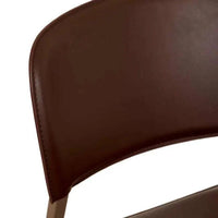 Matilda Dining Chair Burgundy recycled leather seat with Matt Carob powder-coated iron frame close-up