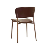 GlobeWest Matilda Dining Chair in burgundy recycled leather with matt carob iron frame, slim and supportive design for modern dining spaces