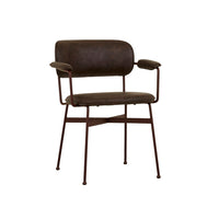GlobeWest Piccolo Dining Armchair - Vintage Matt Dark Brown PU - Matt Syrah