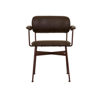 GlobeWest Piccolo Dining Armchair - Vintage Matt Dark Brown PU - Matt Syrah